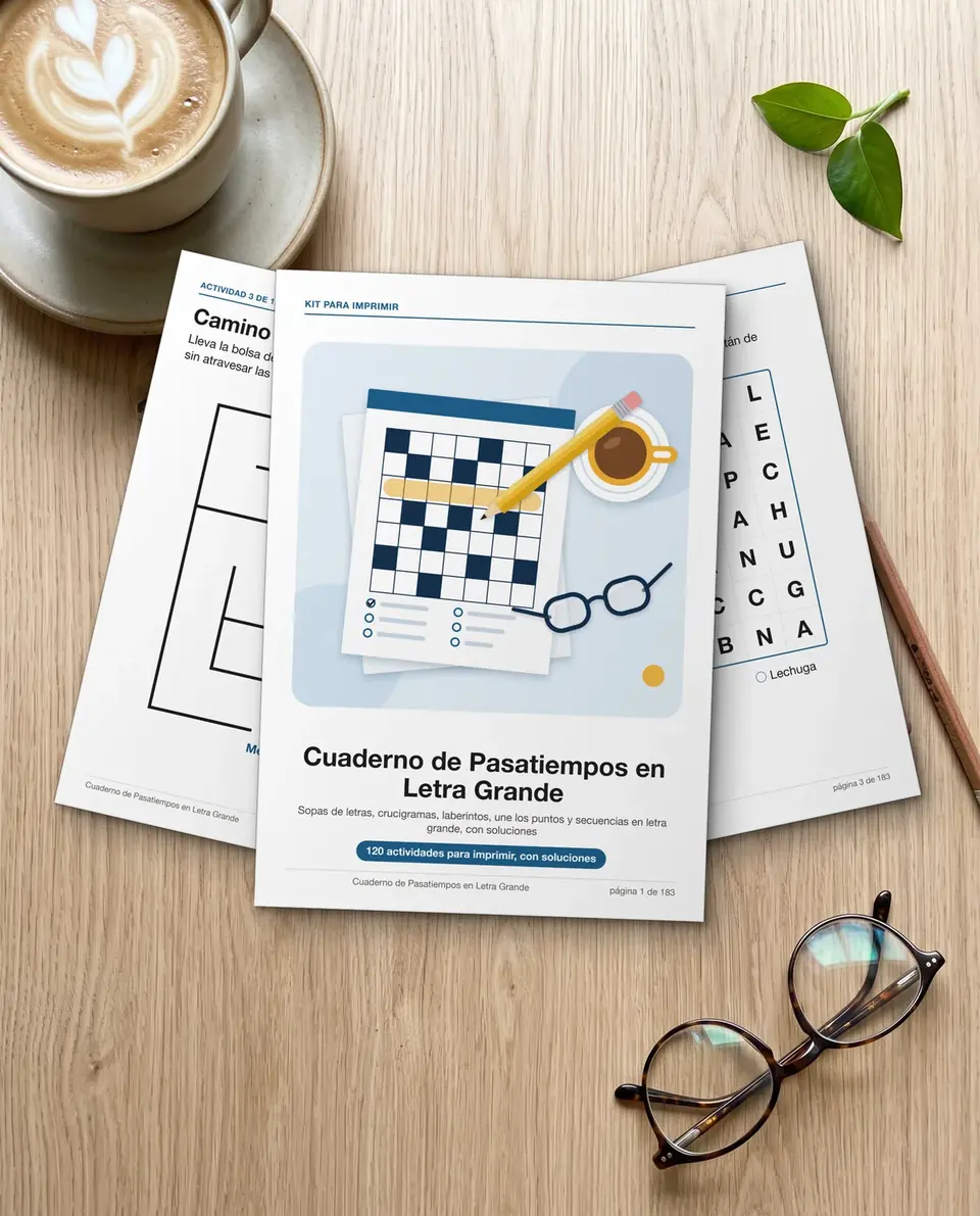Hojas del kit Cuaderno de Pasatiempos en Letra Grande en abanico