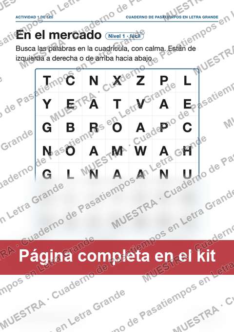 Muestra de la página del kit: En el mercado