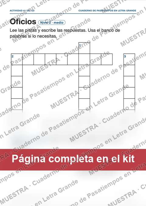 Muestra de la página del kit: Oficios